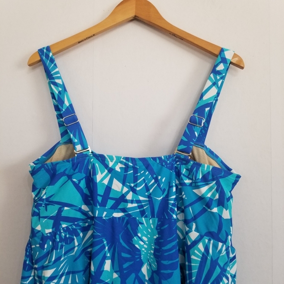 NWT Avenue Blue Tropical Print Swim Dress Size 18 - Picture 7 of 9